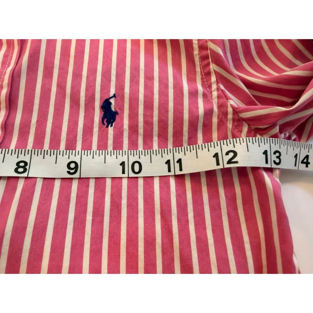 Ralph Lauren Kids Pink White Striped Button Down Shirt Cotton Size 4T Pony Logo